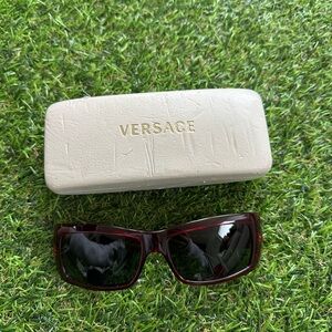 Versace Burgundy Sunglasses with Cream Case